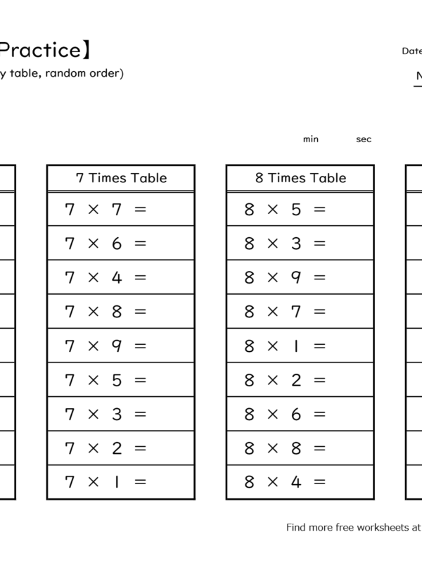 【Times Table Practice】6,7,8,9 Times Tables